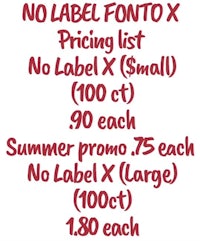 no label fonto x pricing list